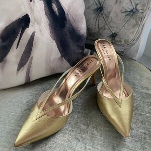 Ted Baker l Gold Pointed Toe Mules